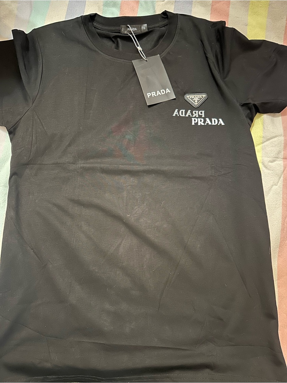 Prada Black Short-Sleeve Logo Tee